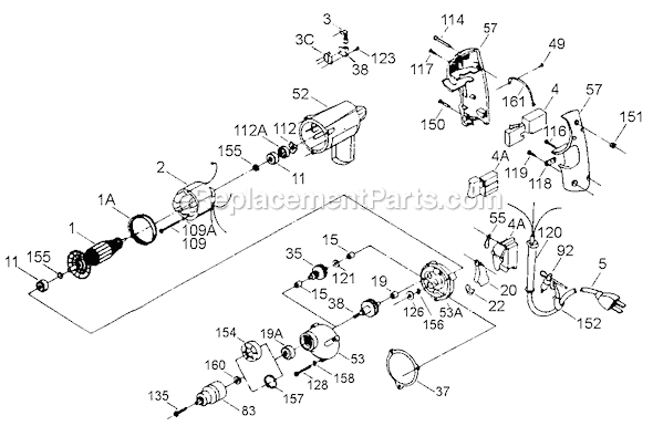 Page A Diagram and Parts List for 620 Type 6 Porter Cable Electric Drill